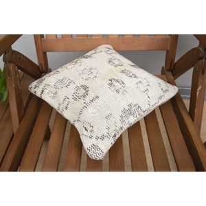 Beige Ikat Patchwork Wool <b>Pillow</b> 12x12 Inch Rustic Square Throw <b>Pillow</b> Premium for Home <b>Sofa</b> Woven Technique Portable Christmas - Product Image 4