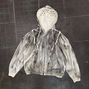 Sweat-shirt d'hiver pour homme et sweat à capuche zippé brodé de fleurs de cerisier, veste streetwear pour homme, OEM et ODM disponibles - Product Image 4