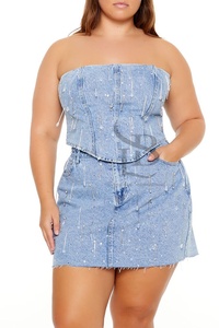 เสื้อเกาะอกผ้ายีนส์ผ้ายีนส์ผ้ายีนส์ระบายอากาศได้ดีขนาดใหญ่พิเศษ - Product Image 6