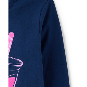 Camiseta gráfica azul para mujer, patrón de Animal Boba bonito, algodón transpirable, punto acanalado, cuello redondo, manga larga, etiqueta sin etiqueta, ajustado para verano - Product Image 4