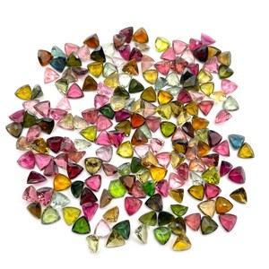 Pierre naturelle multi tourmaline coupe trillion pour bijoux à bricoler soi-même pierre de naissance pierres précieuses en vrac - Product Image 3
