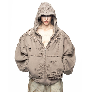 Nuevo diseñador elegante Terry Francia hombres Sudadera con capucha desgastada de gran tamaño 100% algodón lavado de punto de gran tamaño Boxy suelto hombro caído - Product Image 1