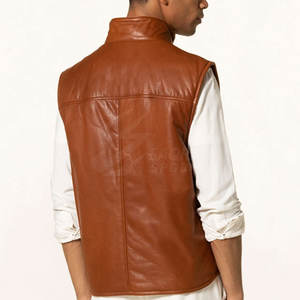 Diseño personalizado más vendido al por mayor chalecos de cuero transpirable personalizado Chaleco de cuero de buena calidad - Product Image 3