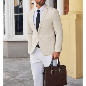 Veste de blazer de fête à boutonnage simple veste de costume pour homme un bouton élégant solide coupe ajustée veste de blazer de bureau à revers cranté - Product Image 4