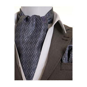 Groom's Choice <b>Silver</b> Gray Geometric Jacquard Scarf Shawl Set for Men - Product Image 2