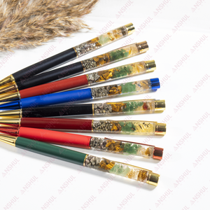 Fácil de llevar Lujo Calidad Premium 14 mm Color azul Dinero Imán Metal con piedras preciosas Crystal Healing Pen para la manifestación - Product Image 4