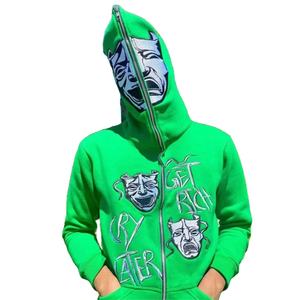 400Gsm de 80 algodón 20 de poliéster de alta calidad en blanco Unisex de cara completa cremallera sudaderas con capucha personalizadas - Product Image 1