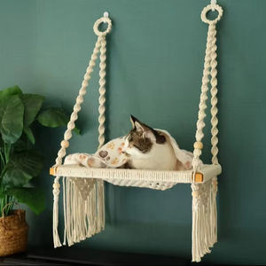 Hamaca de macramé para gatos, cama Columpio de algodón hecho a mano, accesorios para mascotas de primera calidad - Product Image 1