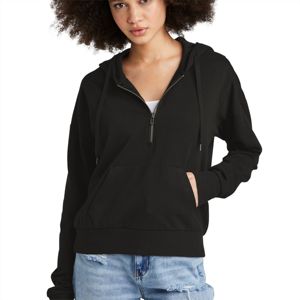<b>Women</b> Half-<b>Zip</b> <b>Black</b> <b>Hoodie</b> - Soft and Breathable <b>Hoodie</b> with Adjustable Zipper, Ideal for Daily Wear and Fitness Activities - Product Image 5