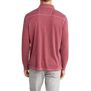 OEM personalizado hombres de manga completa 100% algodón para Polos transpirable cómodo patrón sólido tejido de punto precio competitivo - Product Image 2