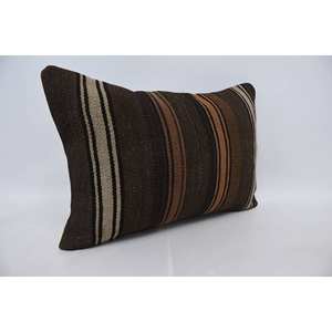 Kilim en laine marron 16x24 pouces Patchwork oreiller luxe Design rustique Vintage moelleux imprimé motifs floraux literie Portable - Product Image 3