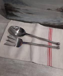 Serveur de salade en acier inoxydable fait main tendance avec ensembles de couverts à poignée ronde mate polie pour restaurants et hôtels - Product Image 1