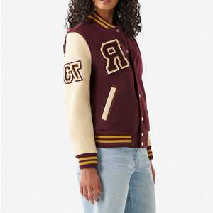 Venta al por mayor de las mujeres Varsity chaqueta de béisbol personalizada Letterman abrigo de moda de gran tamaño de estilo universitario chaqueta para Streetwear OEM - Product Image 3