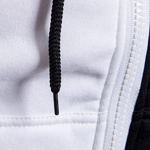 Sudadera con capucha de lana con cremallera en blanco y negro para hombre, elegante para actividades al aire libre ecológicas e informales y deportivas - Product Image 5