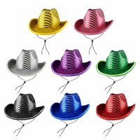 Chapeaux de cowboy à paillettes LED noirs brillants clignotants en gros pour Noël, l'Australie, le Mexique, la remise des diplômes et l'école
