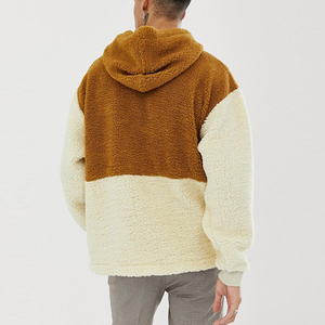 OEM โลโก้ที่กําหนดเอง colorblock เสื้อกันหนาวหมวกอบอุ่น U Nisex ไตรมาสซิปขึ้นขนแกะขั้วโลกขนาดเล็ก เสื้อสวมหัวแบบกําหนดเอง colorblock เสื้อกันหนาวหมวกเชอร์ปาสําหรับผู้ชาย - Product Image 6