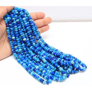 ลูกปัดโอปอลสีน้ำเงินทรงรอนเดลล์สวยงาม ขนาด 16 นิ้ว 6 มม.-8 มม. อัญมณีโอปอลสีน้ำเงิน คุณภาพ AAA สำหรับทำเครื่องประดับ - Product Image 4