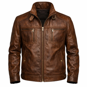 Chaqueta de Motociclista para Hombre, de Cuero Vacuno Suave al Tacto, Ecológica, Ligera, a la Moda, Personalizada, de Corte Ajustado, Nueva Llegada, de Alta Calidad - Product Image 6