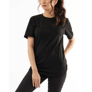 Camiseta de algodón de peso pesado Vintage clásico de nuevo estilo para mujer Color negro ecológico para verano - Product Image 1