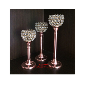 Bougeoir de pilier en cristal de luxe pièce maîtresse de Table en aluminium nickelé à la main T lumière bougeoir pour mariage et fête - Product Image 5