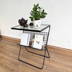 SST028 Minimalist Glass-Top Coffee <b>Table</b> with Durable <b>Iron</b> Frame Tempered for Tea <b>Table</b> Use in Farmhouse Interior Decoration - Product Image 4