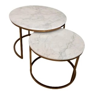 Vente en gros de table basse moderne et minimaliste en fer forgé à texture marbrée finition poudrée pour salon bureau à domicile - Product Image 4