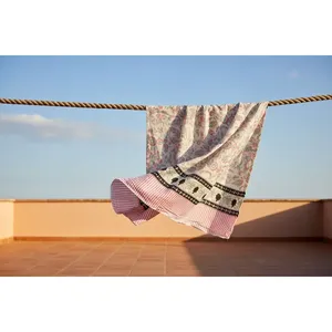 Bagru Block Print Floral <b>Pink</b> Cotton Sarong Beach <b>Wrap</b> Pareo - Product Image 3