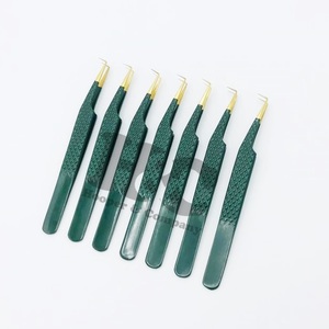 Pinzas J Forma curva Pinzas de aislamiento más vendidas Dard Extensión de pestañas de visón verde Pinzas sostenibles Logotipo probado - Product Image 5
