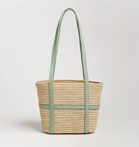 Sac de plage ouvert bohème national fait main, deux bretelles en cuir noir et beige, matériau en raphia, élégant pour femme - Product Image 4