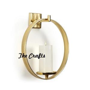 Premium Quality Round Shape Wall Decor Candle Holder In Aluminium Gold Color Wall Hanging Candle Holder At <b>Low</b> Rate - Product Image 1