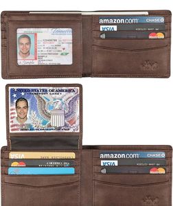 Cartera Corta de Cuero Genuino Crazy Horse para Hombre, Delgada, con Bloqueo RFID, Tarjetero, Logotipo Personalizado, Forro de Satén, Cierre Plegable, CROSS FAB - Product Image 4