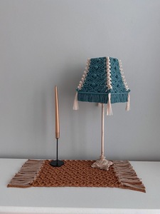 Lampe de table de haute qualité, écologique, en coton tricoté à la main, de style bohème, avec abat-jour en macramé, pour la décoration de la maison - Product Image 5