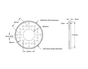 Engranaje de Montaje en Eje de Aluminio Serie 4302, MOD 0.8 (Diámetro Interior de 32 mm, 96 Dientes) para Robots STEM REV WCP FTC FRC - Product Image 2