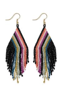 Boucles d'oreilles en perles colorées faites à la main pour les femmes tendance longue frange perle de rocaille accessoires de mode personnalisables - Product Image 5