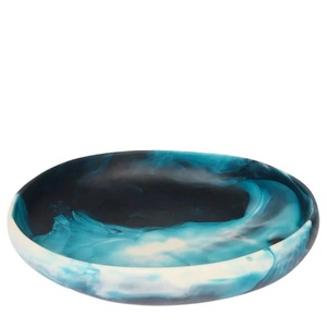 Ensemble de serveur de salade jetable en résine fait à la main outil de salade de filature texture de marbre motif Aqua tourbillon pour la maison hôtel pour les fêtes - Product Image 3