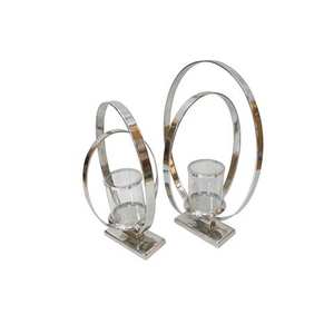 Aluminio hecho nuevo plateado nuevo aspecto personalizado portavelas soporte bodas y fiestas de compromiso Decoración - Product Image 1