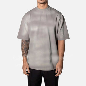 T-shirts Ringer grande taille pour hommes 2026 en gros, 100 % coton tricoté épais, délavé à l'acide, effet vieilli et décoloré par le soleil - Product Image 3