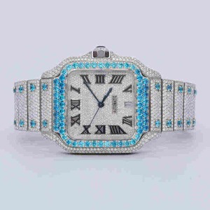 นาฬิกาฮิปฮอปสุดหรูขายดีที่สุด ผลิตตามสั่งด้วยเหล็กกล้าไร้สนิม ประดับเพชร VVS คุณภาพสูงจากห้องปฏิบัติการ หน้าปัดแสดงผลแบบอนาล็อก - Product Image 1