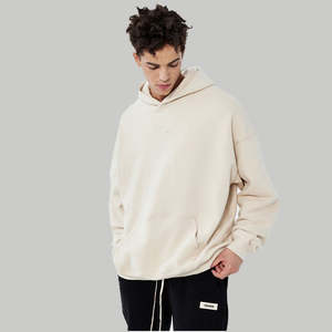 Hombres 100% algodón gota hombro sudaderas con capucha logotipo personalizado en blanco Sudadera con capucha de gran tamaño doble peso pesado Sudadera con capucha para los hombres - Product Image 6