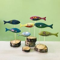 Décoration artisanale de poisson en bois Décoration écologique pour la maison et le mur