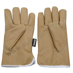 ถุงมือหนังแพะสำหรับงานก่อสร้างถุงมือทำงานหนังแพะแบบเรียบลายทนทาน100% - Product Image 6