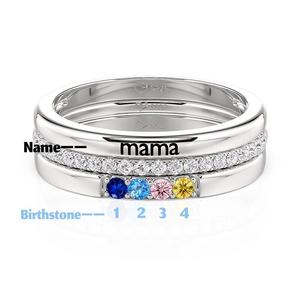 Ensemble de 3 bagues personnalisées Jeulia avec gravure de nom et quatre pierres de naissance – Cadeau - Product Image 4