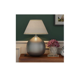 silver Plated Hammered Table Home Hotel Bedroom Bedside Table Decorative <b>Lamp</b> Copper Plated Metal <b>Lamp</b> for home decor - Product Image 1