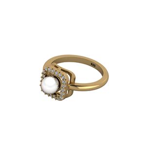 Anillo de Boda de Plata de Ley 925 Auténtica de Alta Calidad con Perla de Agua Dulce y Oro Vermeil de 18k, Estilo Bohemio, 7mm, para Mujer, Ideal para Fiestas - Product Image 6