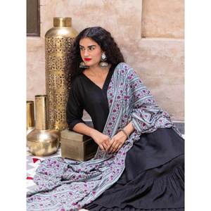 Dupatta Fanna en modal imprimé au bloc – Chiffon Georgette à imprimé numérique floral, tenue ethnique de soirée - Product Image 5
