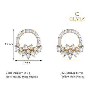 Achetez des boucles d'oreilles en argent sterling 925 de qualité supérieure pour femmes et filles, boucles d'oreilles à clous tendance en or 14 carats avec diamant taille princesse, fleur, goutte d'eau - Product Image 3