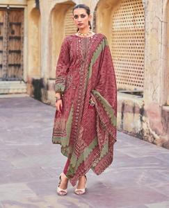 Originale puro cotone Malmal Dupatta con ricamo <span class=keywords><strong>Sami</strong></span> prato stampa abbigliamento indiano e pakistano con ricamo - Product Image 3