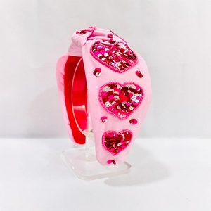 Valentine's Day Collection of Gorgeous Handcrafted Top Knot Hairbands Sequin Beaded <b>Headbands</b> with Unique Design - Product Image 2