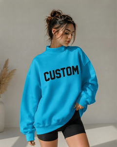 Suéter Oversize de Cuello Alto para Mujer, Personalizado, de Alta Calidad, con Hombros Caídos, de Algodón, Informal, a la Moda, Fabricación OEM ODM - Product Image 1