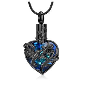 Metal Heart Urn Necklaces for <b>Ashes</b> <b>Keepsake</b> Memorial Urn Cremation Jewelry <b>Ash</b> Pendant for Women Men Love One Custom Size - Product Image 1